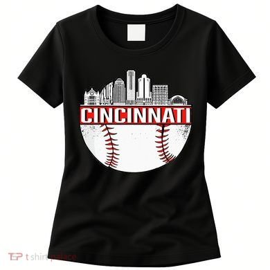 Cincinnati Vintage Baseball Distressed Gameday Retro Women's T-Shirt