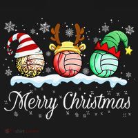 Christmas Volleyball Ball Santa Hat Funny Sport Xmas Long Sleeve Shirt thumb 2