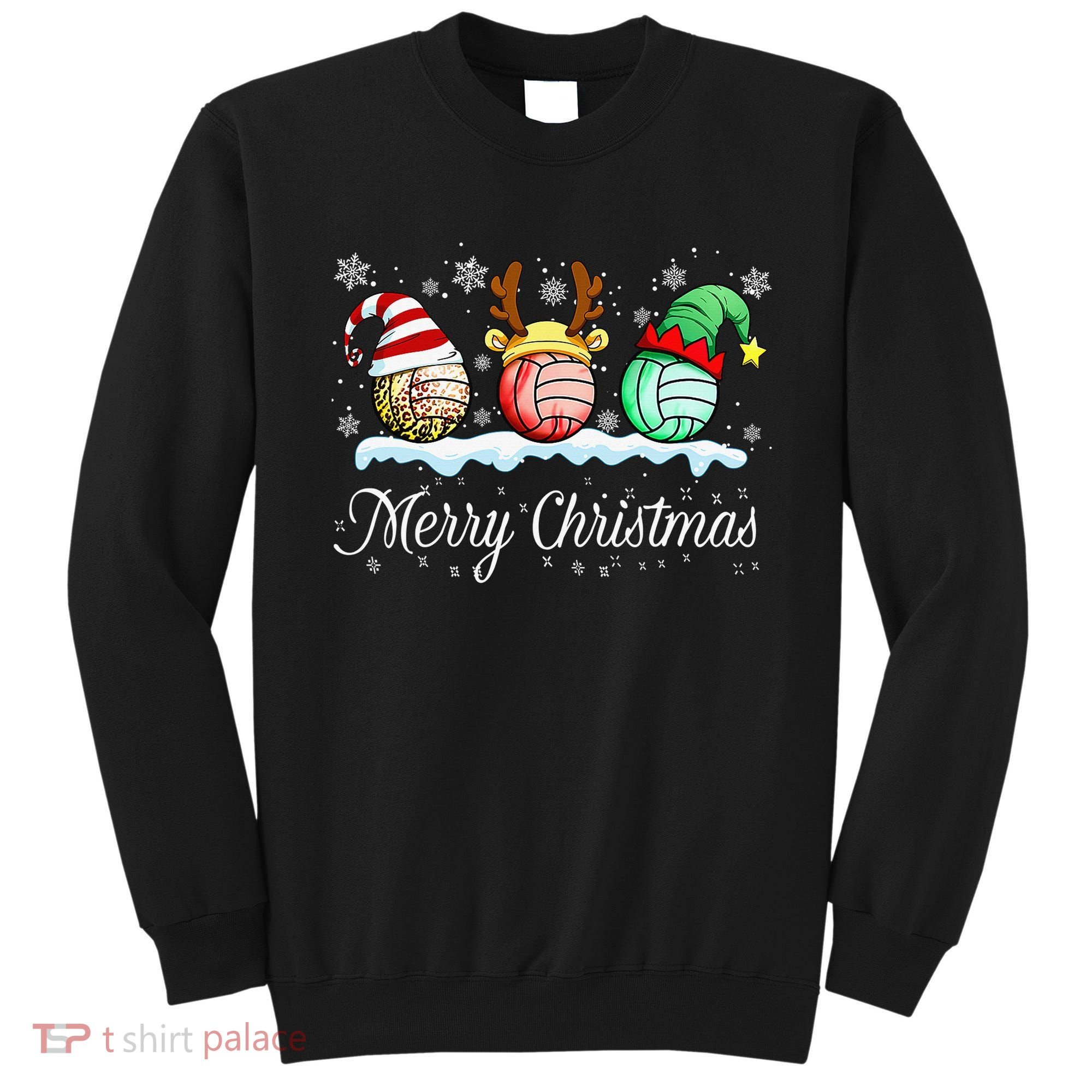 Christmas Volleyball Ball Santa Hat Funny Sport Xmas Sweatshirt