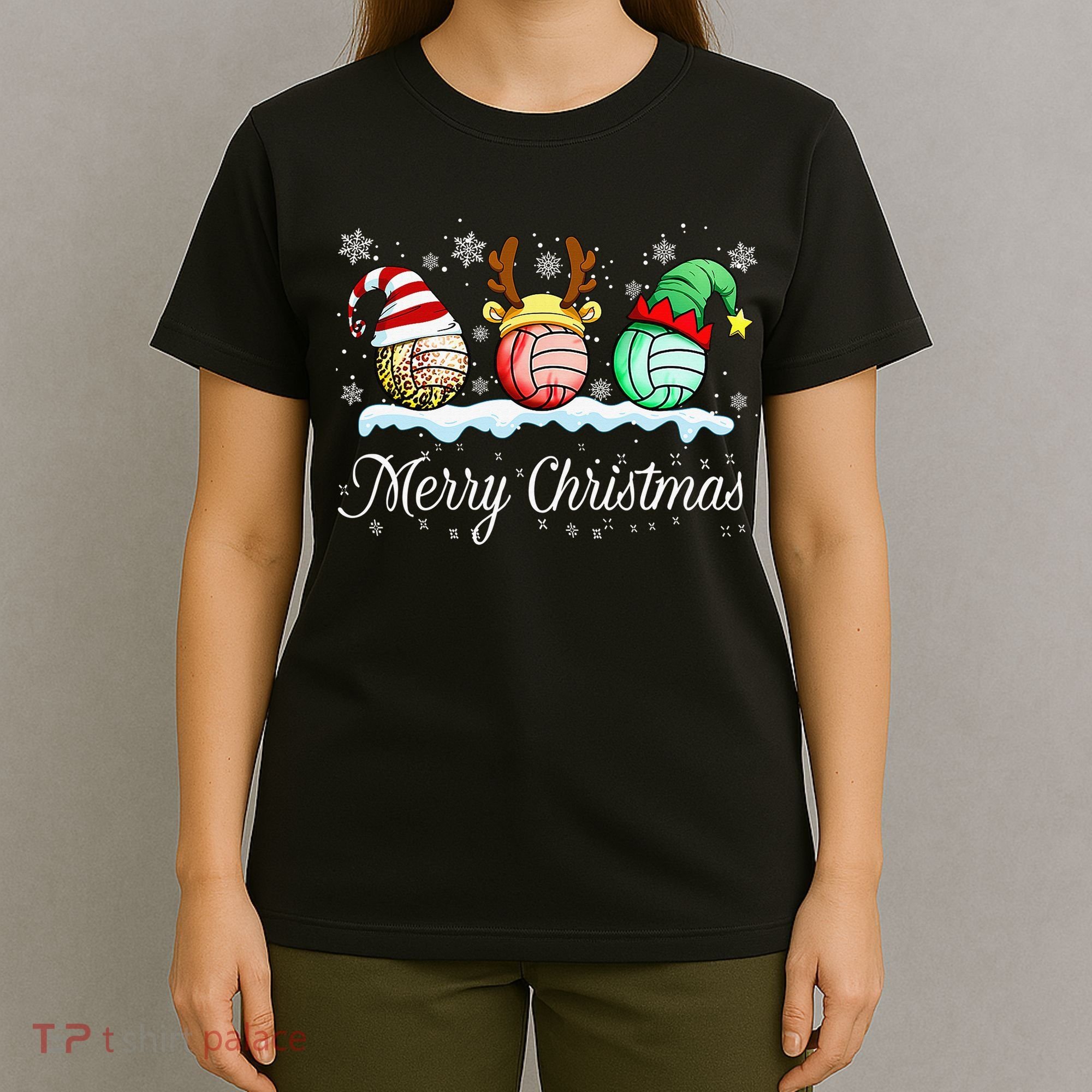Christmas Volleyball Ball Santa Hat Funny Sport Xmas T-Shirt