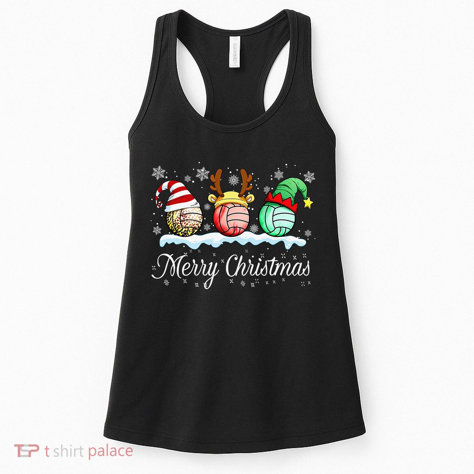 Christmas Volleyball Ball Santa Hat Funny Sport Xmas Women's Tank Top