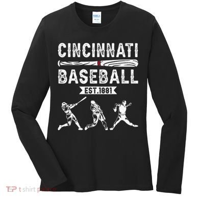 Cincinnati Vintage Baseball Lover Women's Long Sleeve Shirt