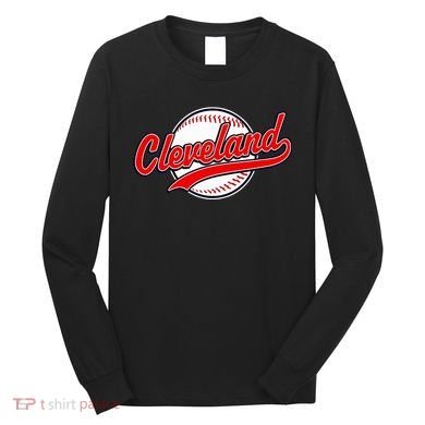 Cleveland Vintage Baseball Throwback Retro Design Long Sleeve Shirt