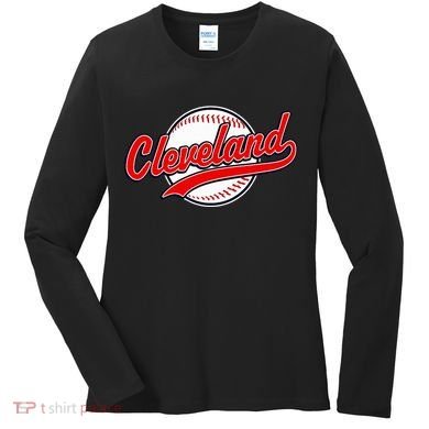 Cleveland Vintage Baseball Throwback Retro Design Women's Long Sleeve Shirt