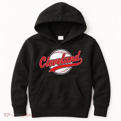 Cleveland Vintage Baseball Throwback Retro Design Kids Hoodie