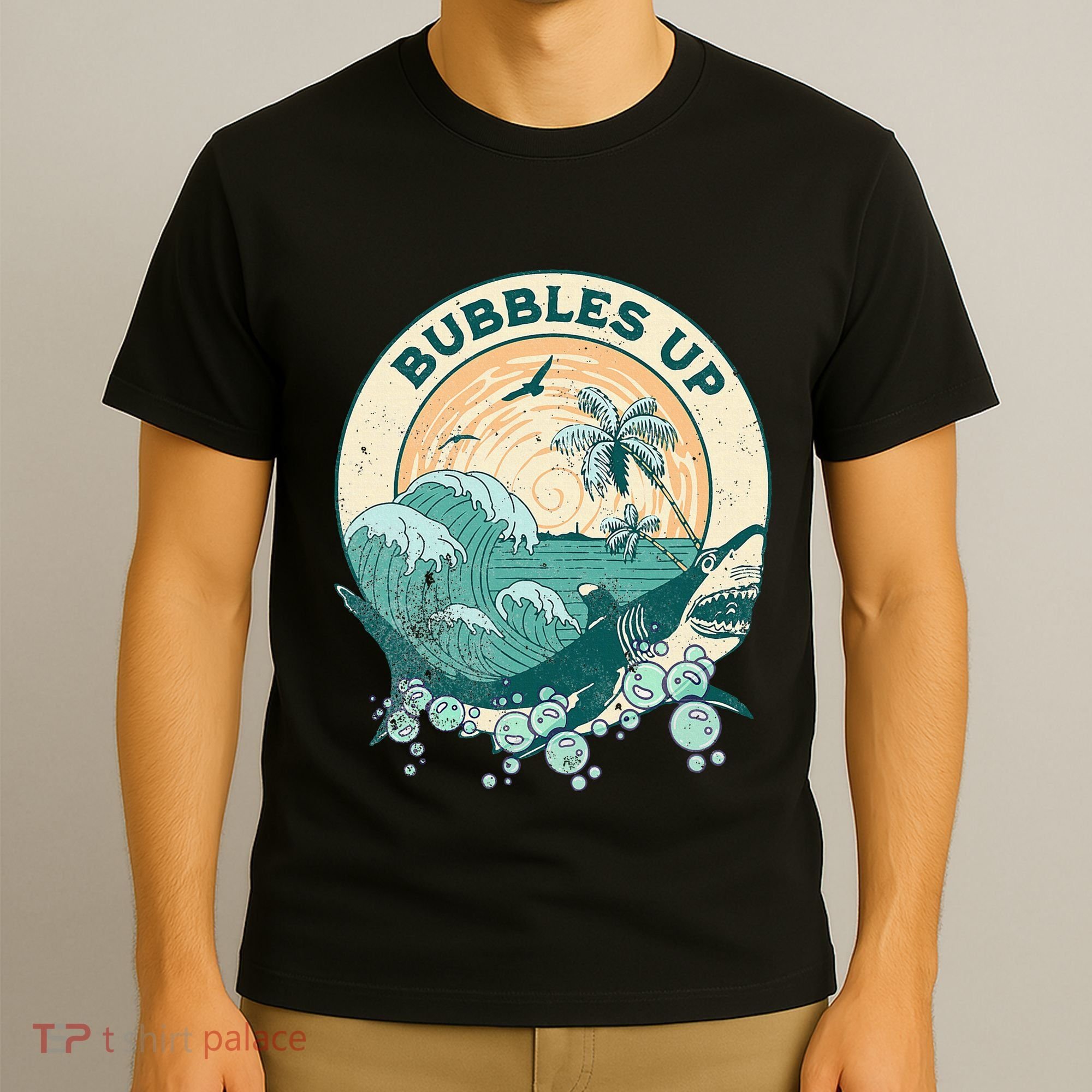 Cool Vintage Bubbles Up Shark T-Shirt