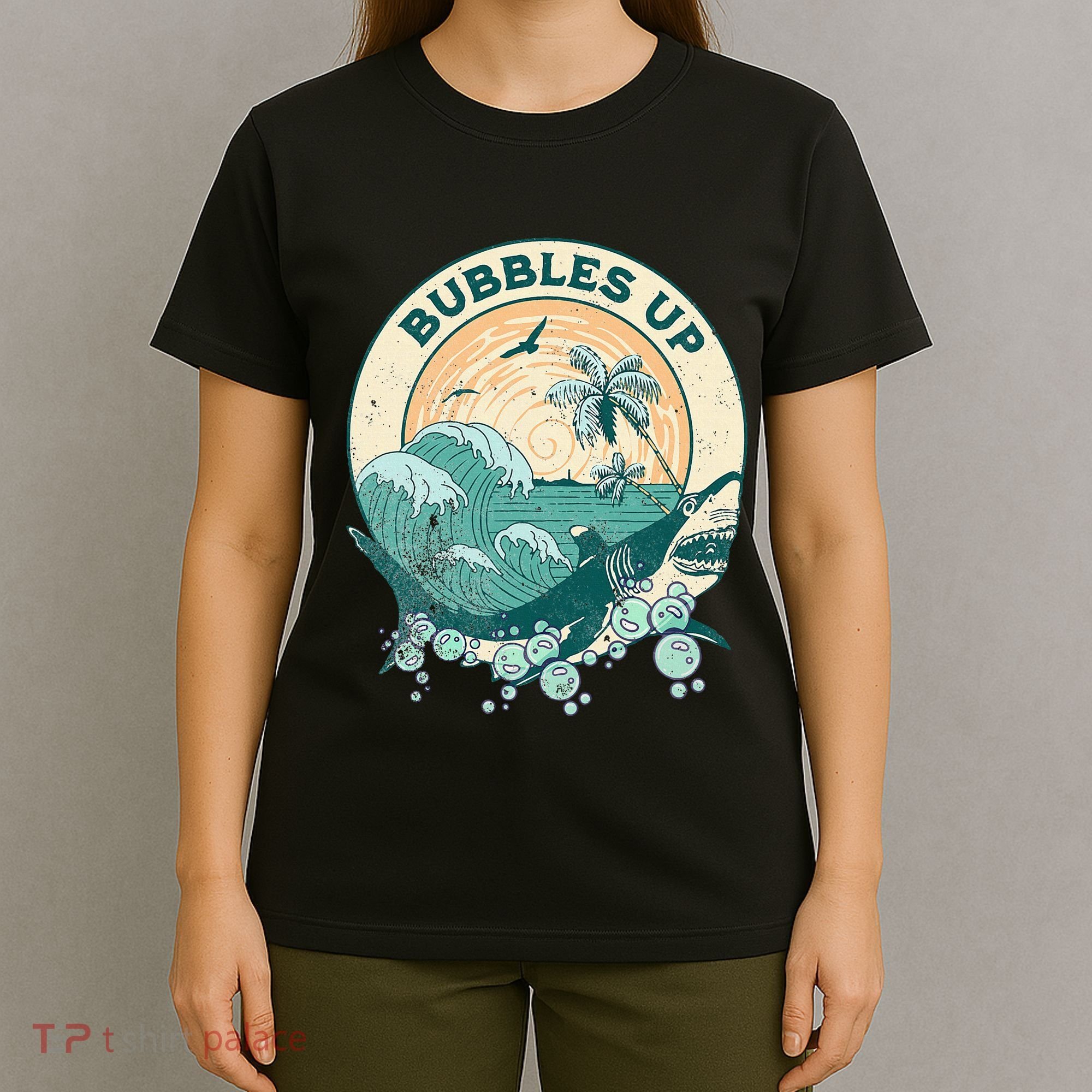 Cool Vintage Bubbles Up Shark T-Shirt
