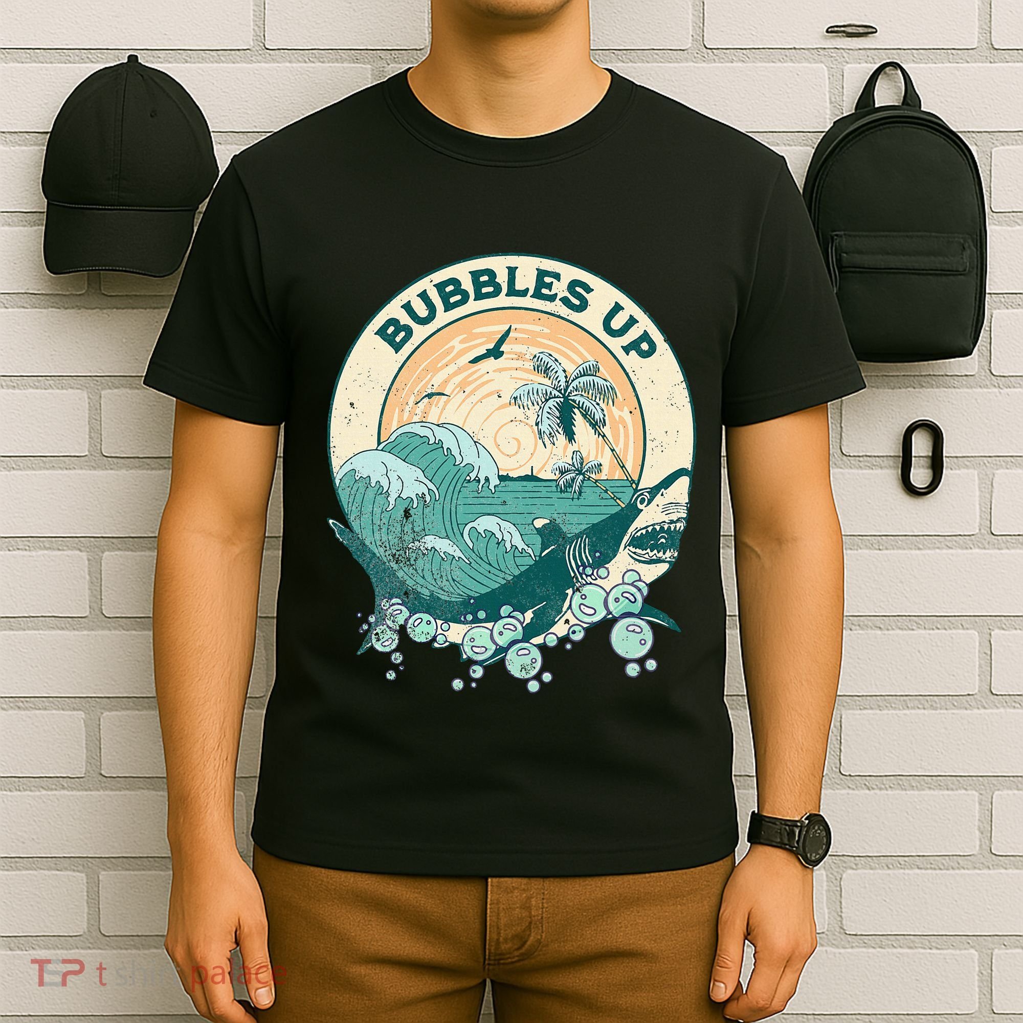 Cool Vintage Bubbles Up Shark T-Shirt