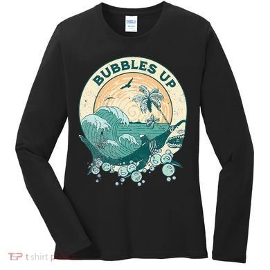 Cool Vintage Bubbles Up Shark Women's Long Sleeve Shirt
