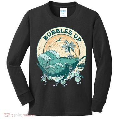 Cool Vintage Bubbles Up Shark Kids Long Sleeve Shirt