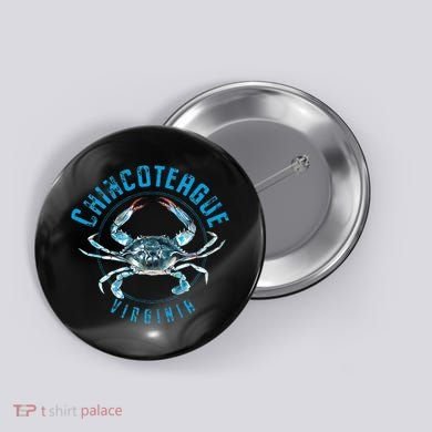 Chincoteague Virginia Blue Crab Design Button