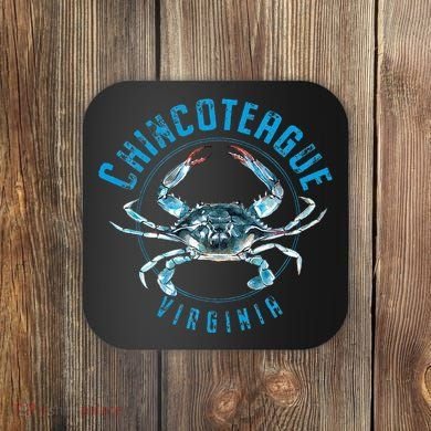 Chincoteague Virginia Blue Crab Design Coaster