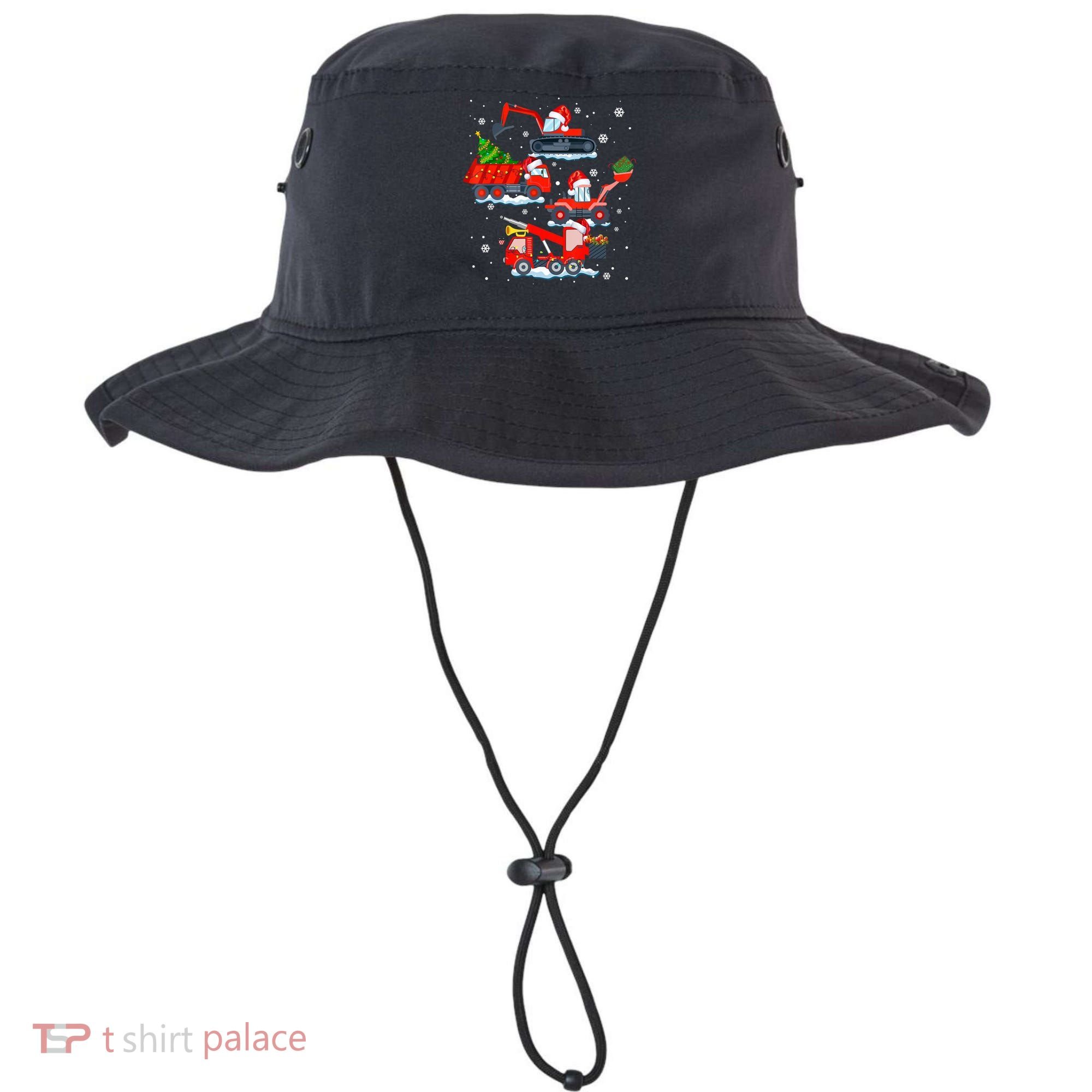Construction Vehicle Christmas Red Trucks Winter Boys Bucket Hat