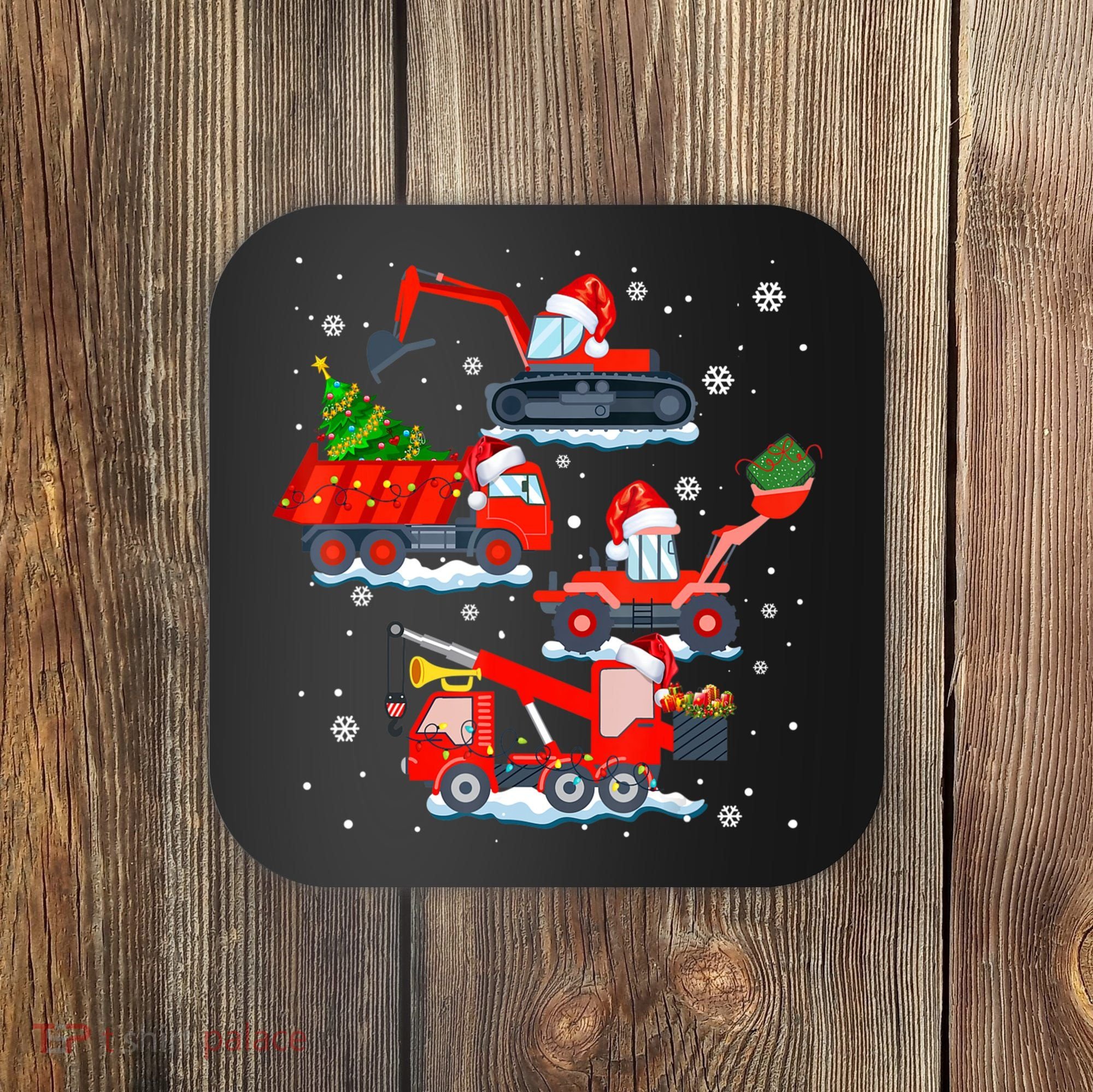 Construction Vehicle Christmas Red Trucks Winter Boys Coaster
