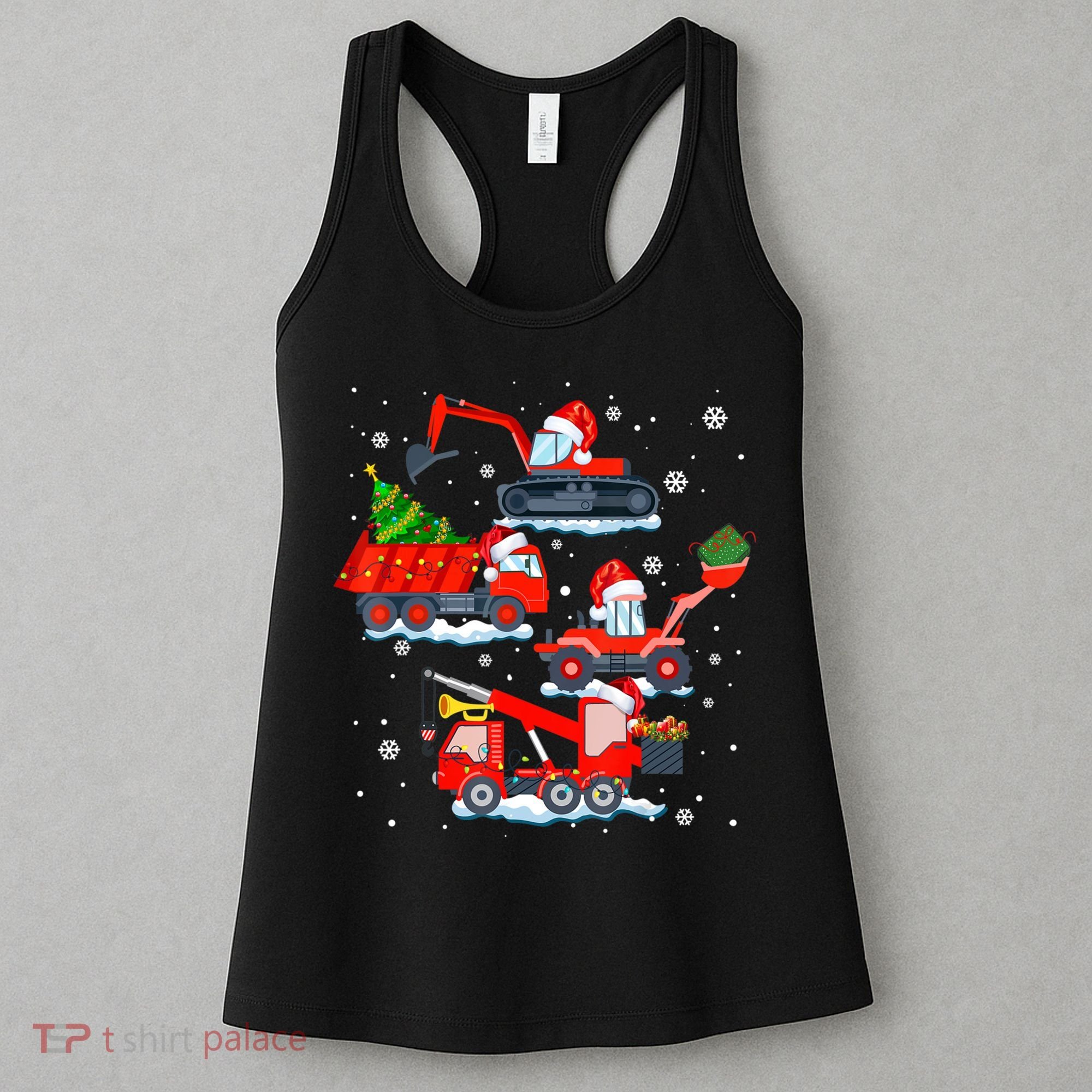 Construction Vehicle Christmas Red Trucks Winter Boys Women's Tank Top