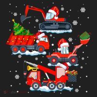 Construction Vehicle Christmas Red Trucks Winter Boys Hat thumb 2