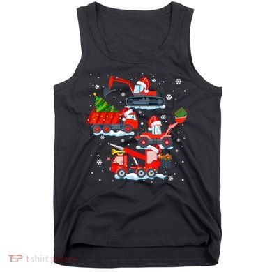 Construction Vehicle Christmas Red Trucks Winter Boys Tank Top