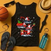 Construction Vehicle Christmas Red Trucks Winter Boys Tank Top thumb 4