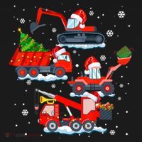 Construction Vehicle Christmas Red Trucks Winter Boys Tank Top thumb 6