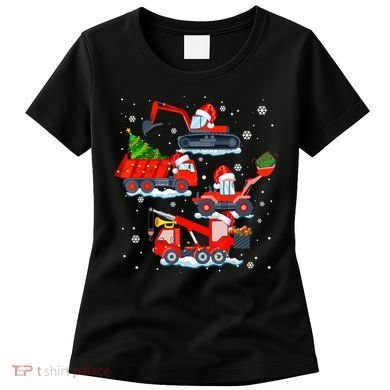 Construction Vehicle Christmas Red Trucks Winter Boys Women's T-Shirt
