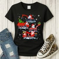 Construction Vehicle Christmas Red Trucks Winter Boys Women's T-Shirt thumb 3