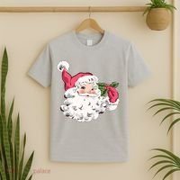 Cute Vintage Christmas Santa Claus Face T-Shirt thumb 2