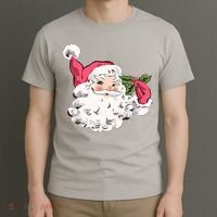 Cute Vintage Christmas Santa Claus Face T-Shirt thumb 3