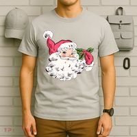 Cute Vintage Christmas Santa Claus Face T-Shirt thumb 6