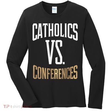 Catholics Vs Conferences Vintage Retro Style Women's Long Sleeve Shirt