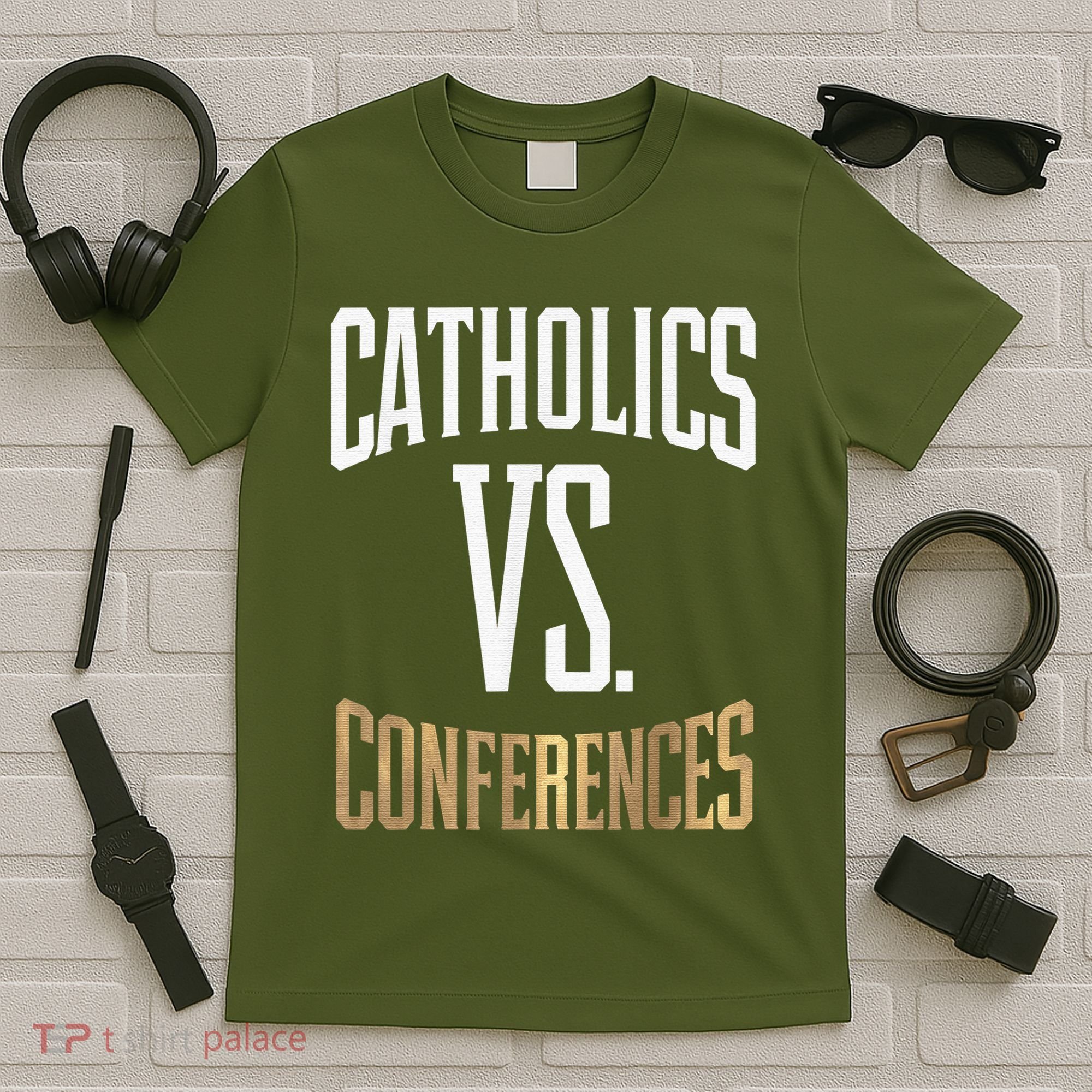 Catholics Vs Conferences Vintage Retro Style T-Shirt