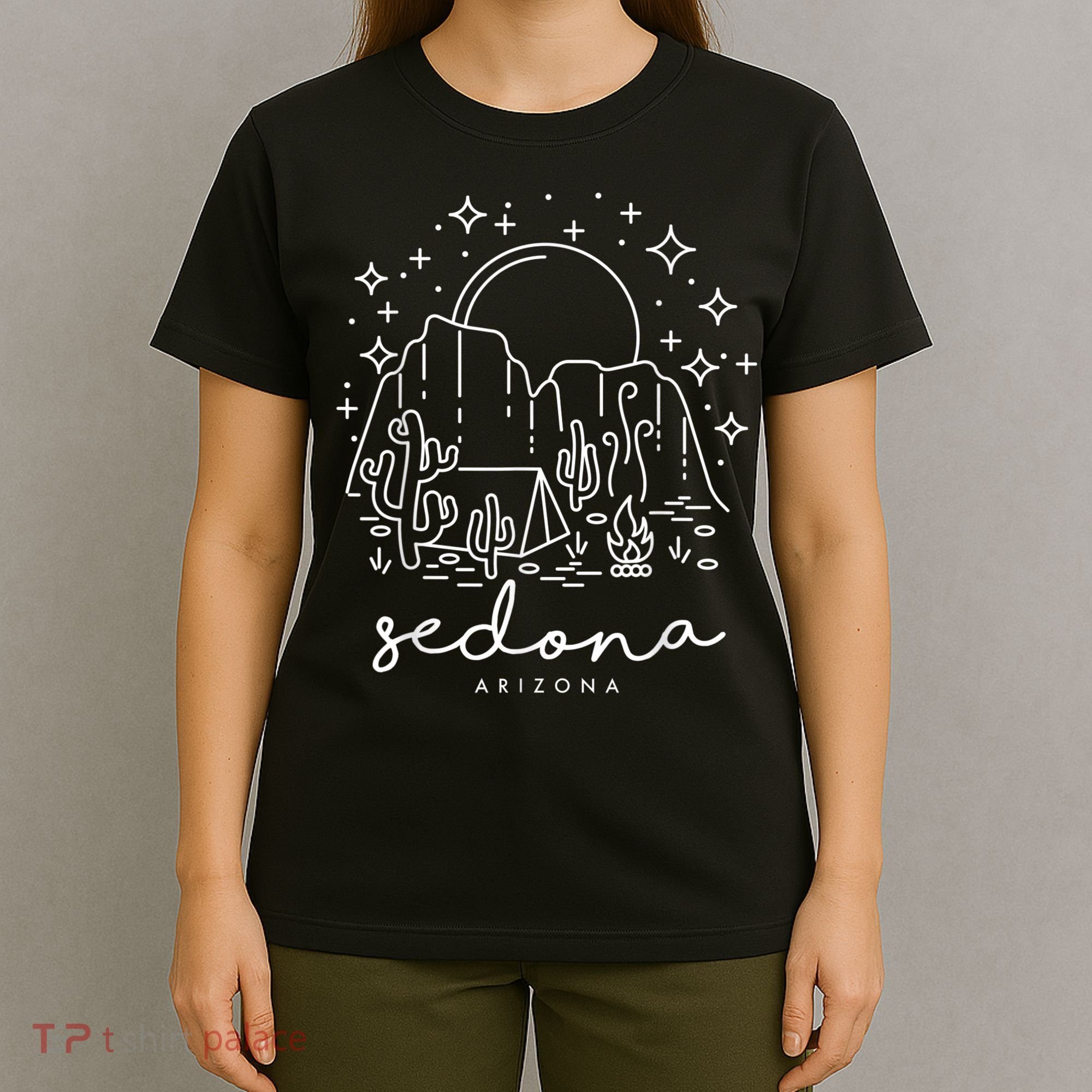 Cool Vintage Cactus Sedona Arizona Camping Souvenir T-Shirt