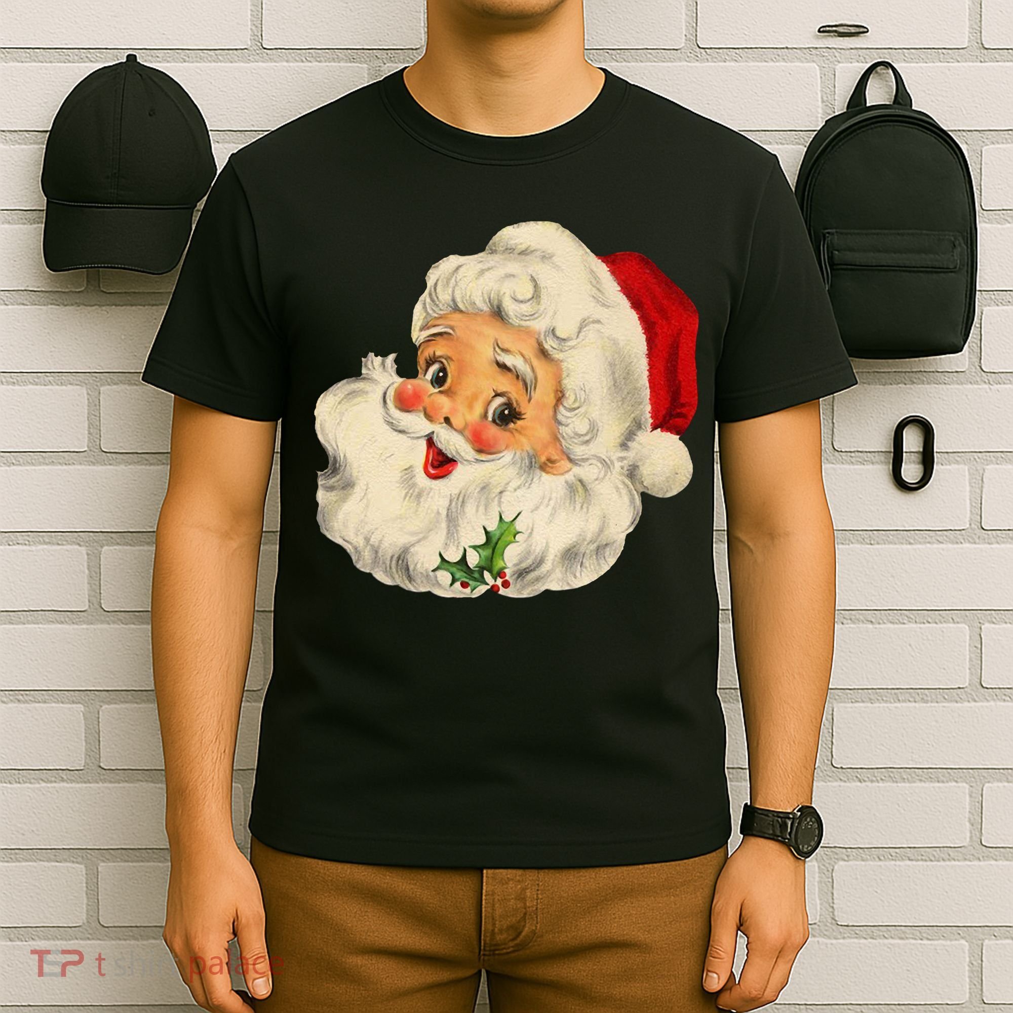 Cool Vintage Christmas Santa Claus Face Long Sleeve T-Shirt