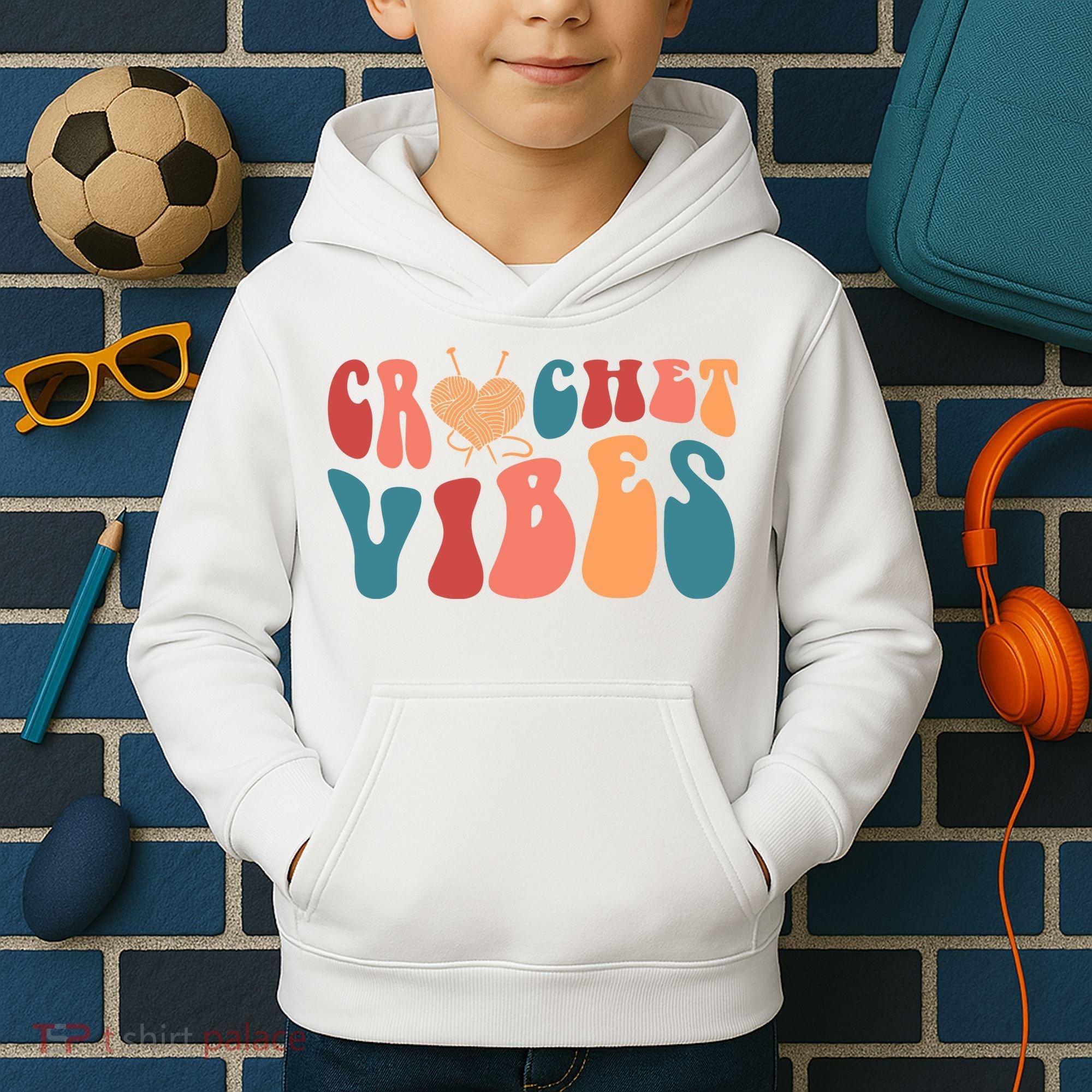 Crochet Vibes Crochet Lover Kids Hoodie