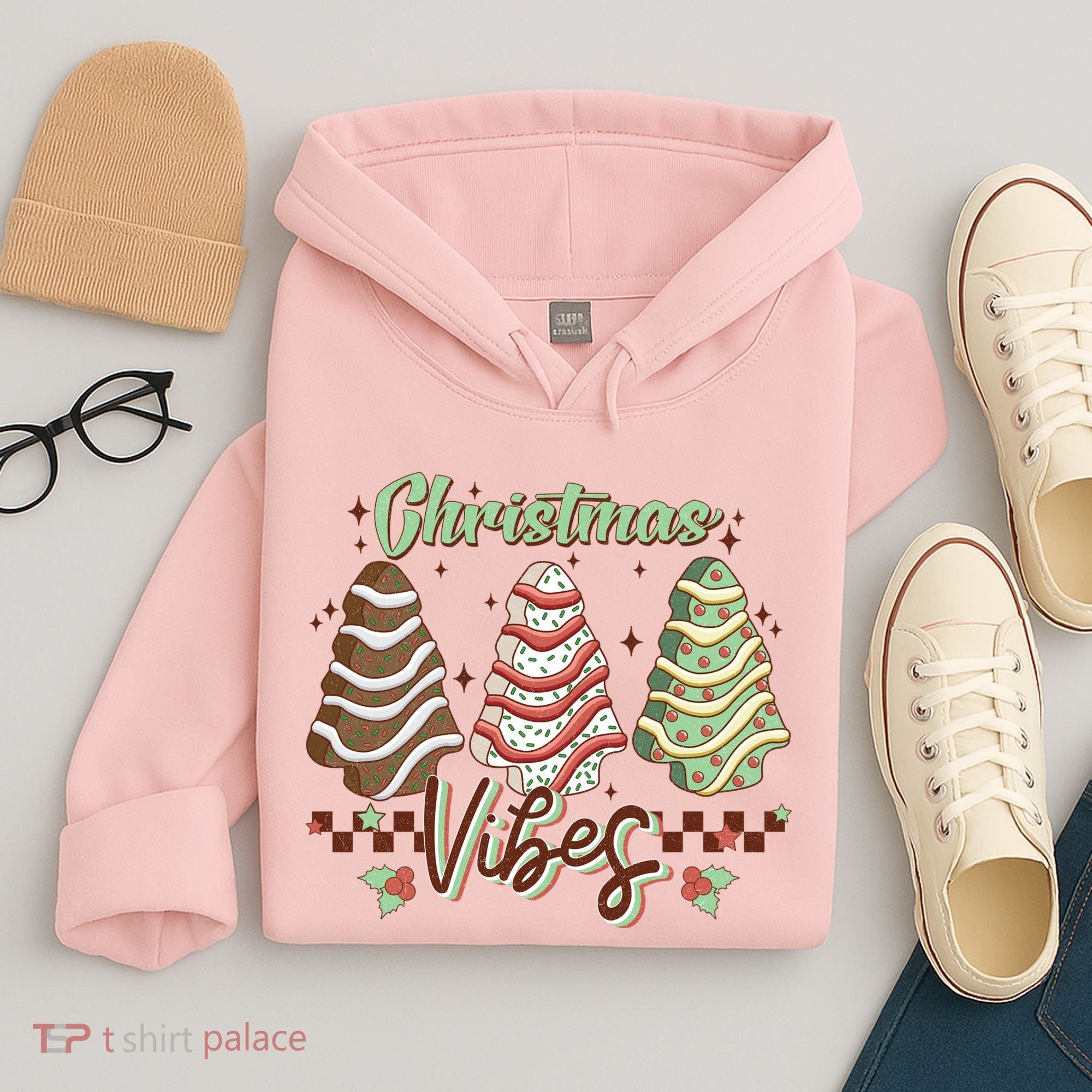 Christmas Vibes Cookie Tree Retro Hoodie