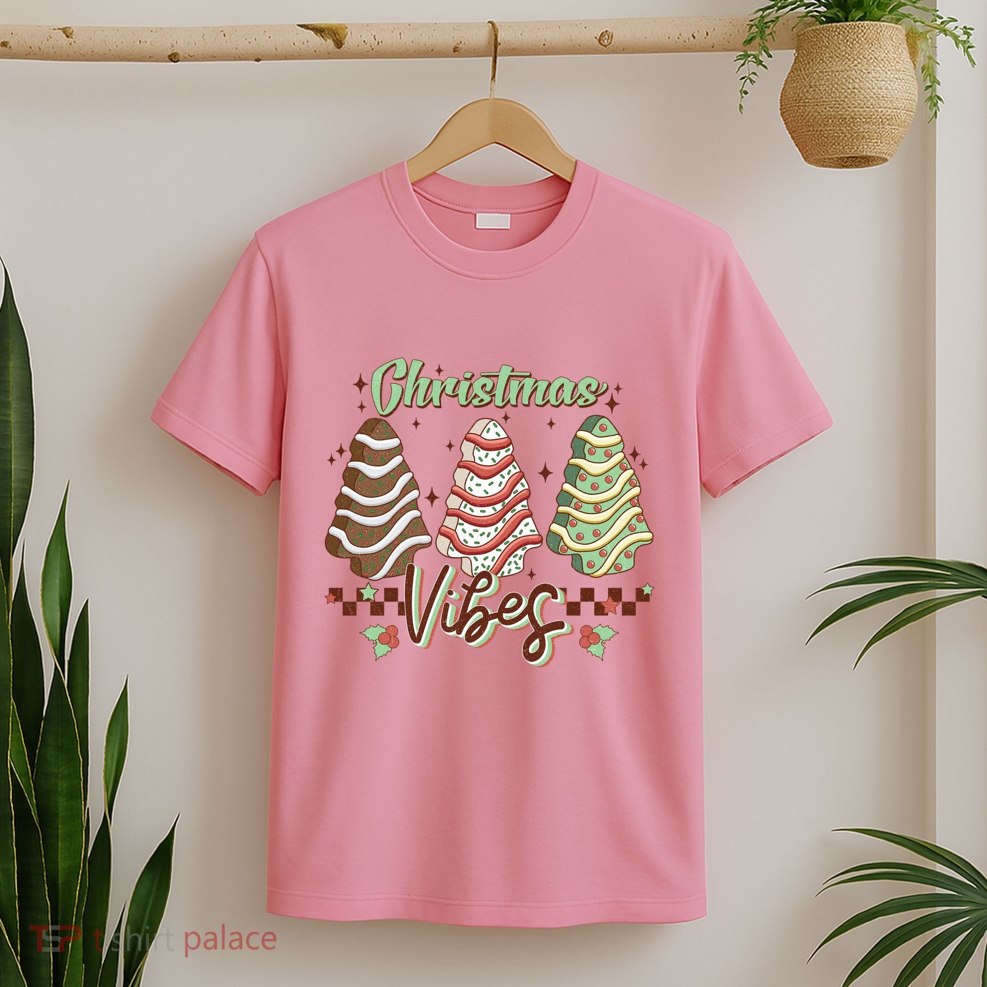 Christmas Vibes Cookie Tree Retro T-Shirt