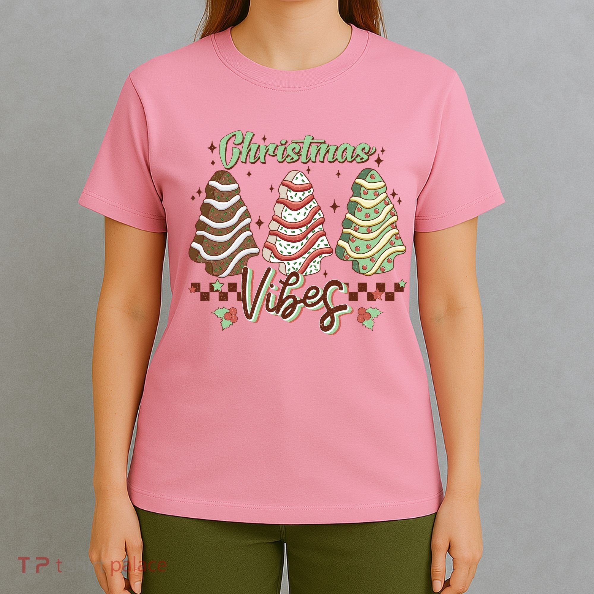 Christmas Vibes Cookie Tree Retro T-Shirt