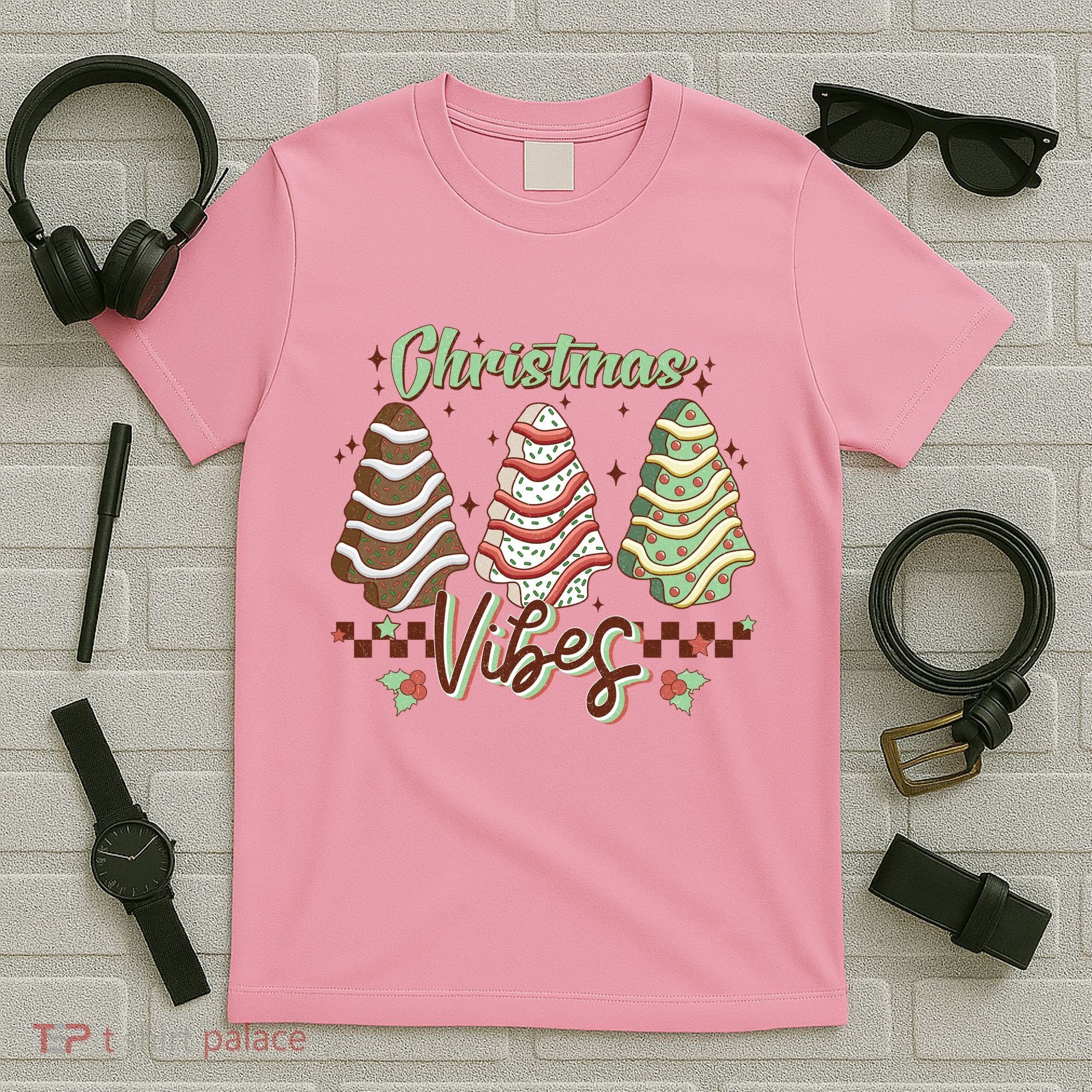 Christmas Vibes Cookie Tree Retro T-Shirt