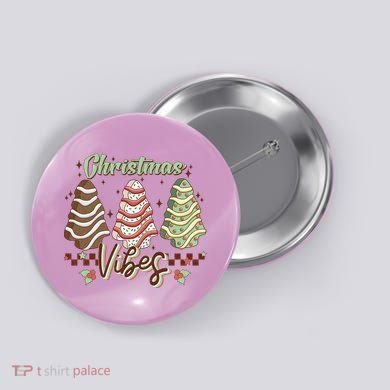 Christmas Vibes Cookie Tree Retro Button