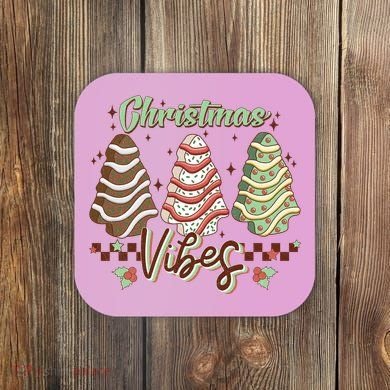 Christmas Vibes Cookie Tree Retro Coaster