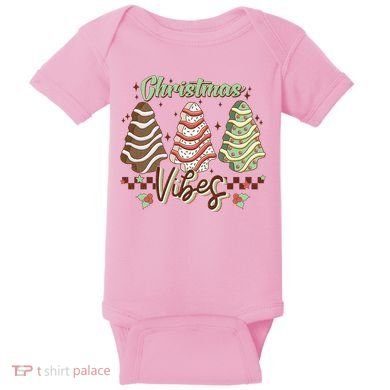Christmas Vibes Cookie Tree Retro Baby Bodysuit