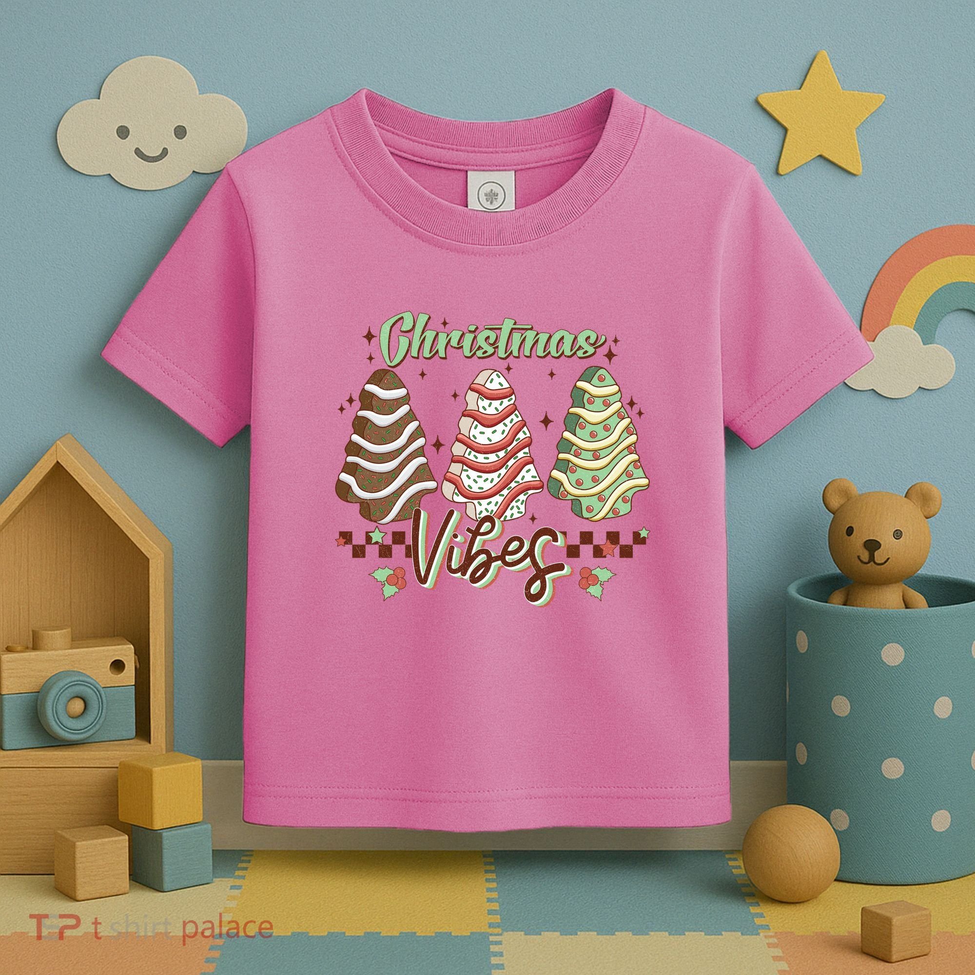 Christmas Vibes Cookie Tree Retro Toddler T-Shirt
