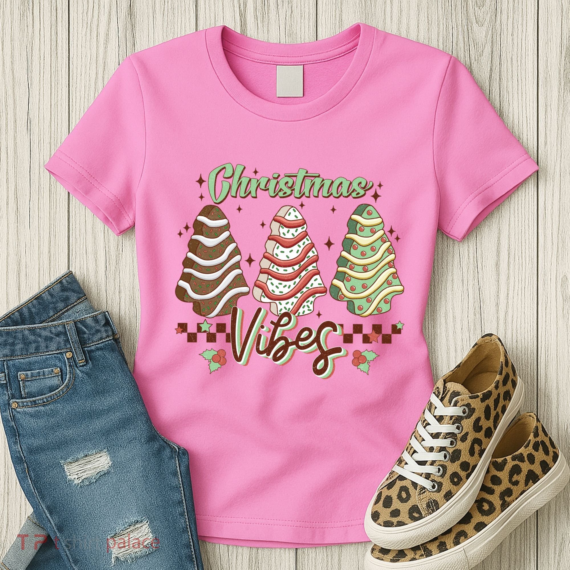 Christmas Vibes Cookie Tree Retro Women's T-Shirt
