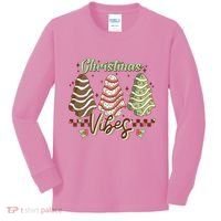 Christmas Vibes Cookie Tree Retro Kids Long Sleeve Shirt thumb 0