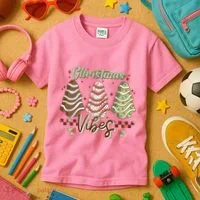 Christmas Vibes Cookie Tree Retro Kids T-Shirt thumb 3