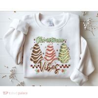 Christmas Vibes Cookie Tree Retro Sweatshirt thumb 2