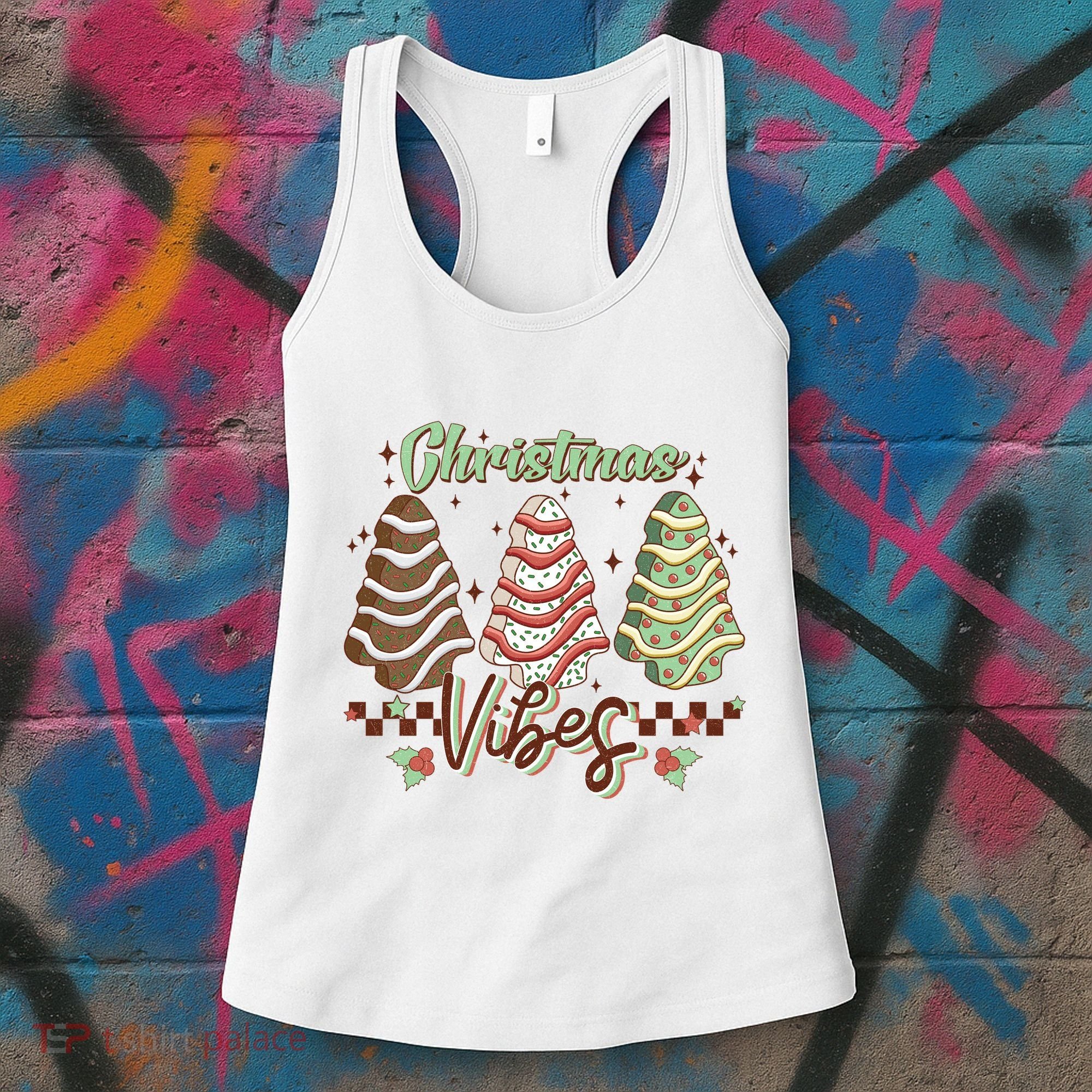 Christmas Vibes Cookie Tree Retro Women's Tank Top