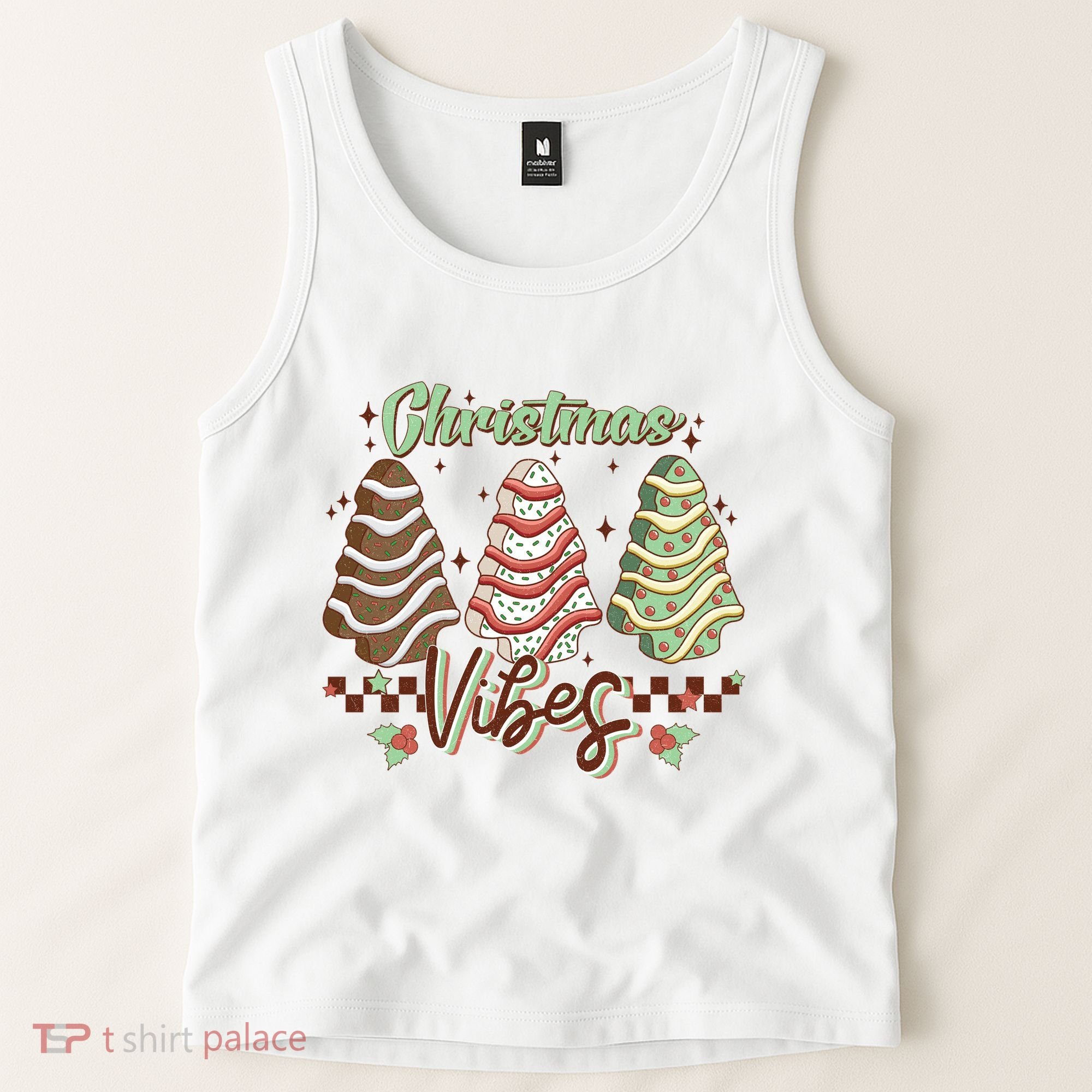 Christmas Vibes Cookie Tree Retro Tank Top