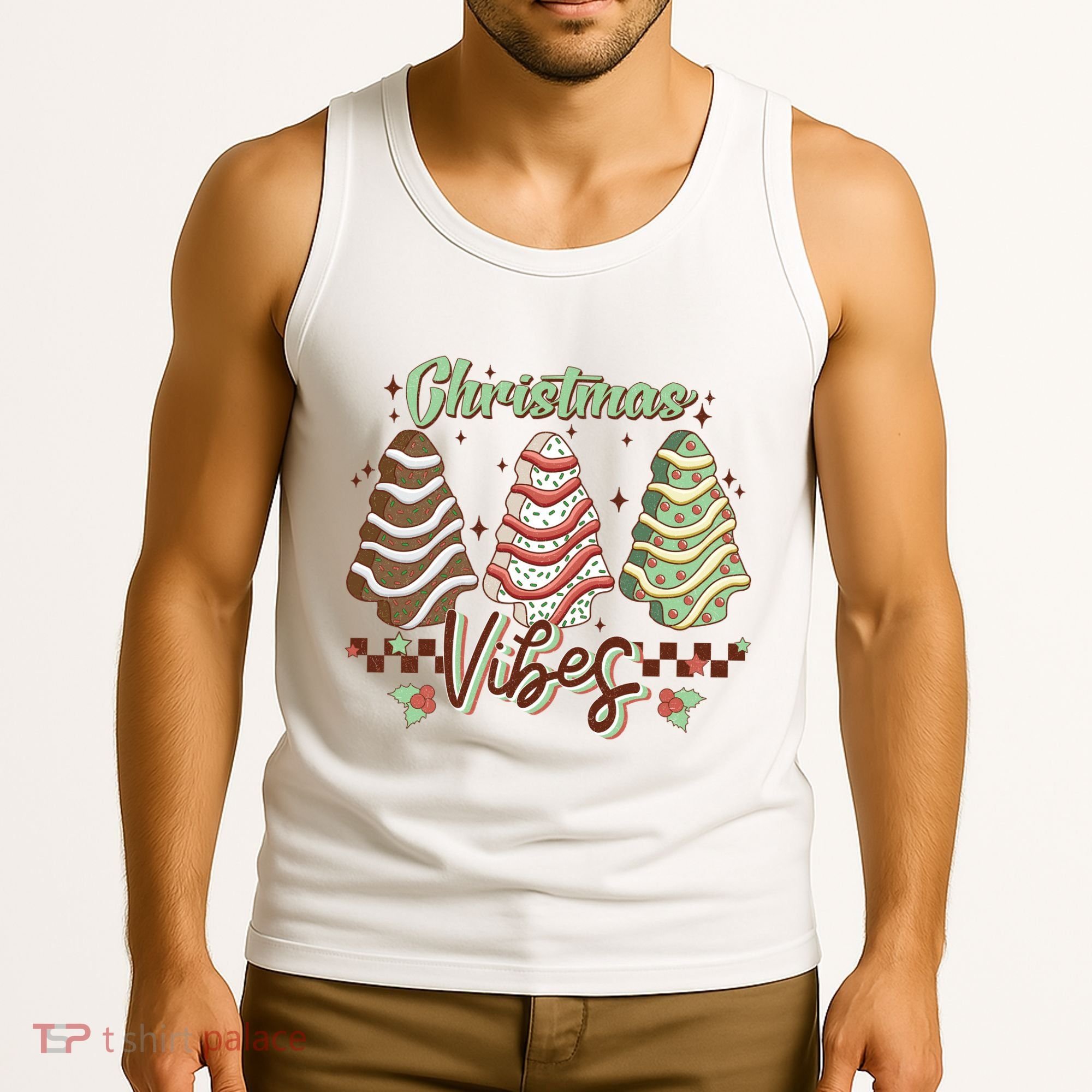 Christmas Vibes Cookie Tree Retro Tank Top
