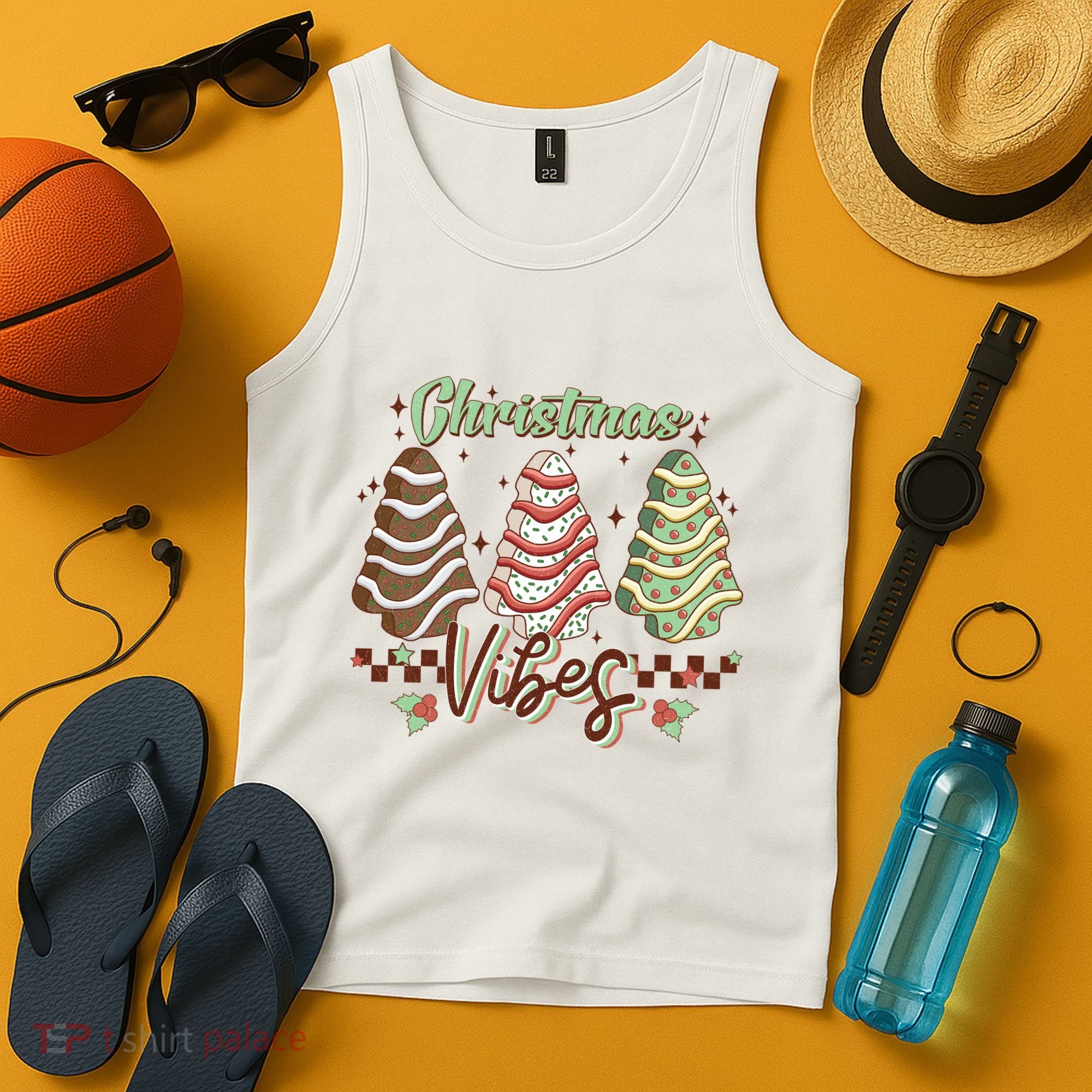 Christmas Vibes Cookie Tree Retro Tank Top
