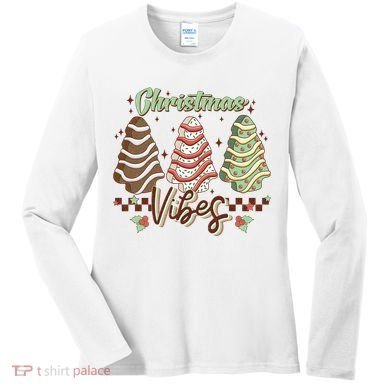 Christmas Vibes Cookie Tree Retro Women's Long Sleeve Shirt
